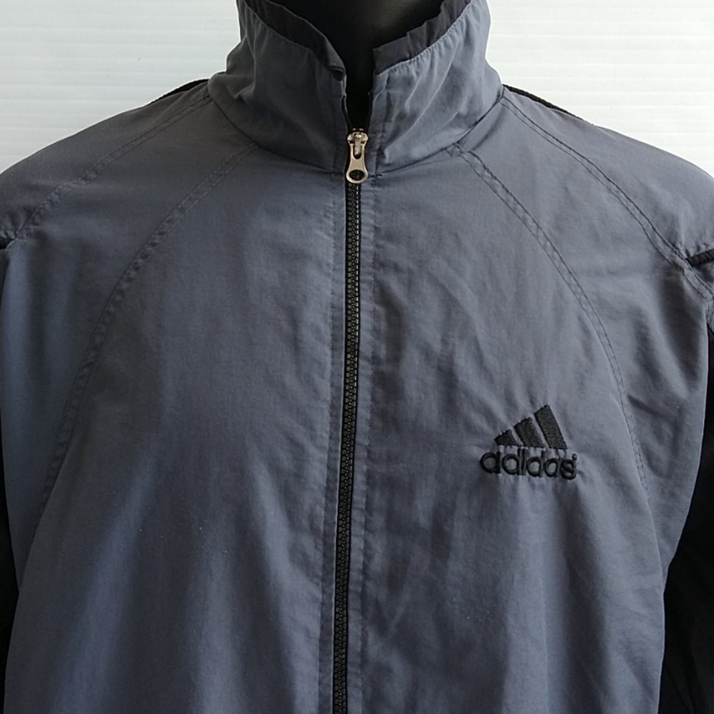 Adidas Men's Windbreaker Jacket XL Grey Black
